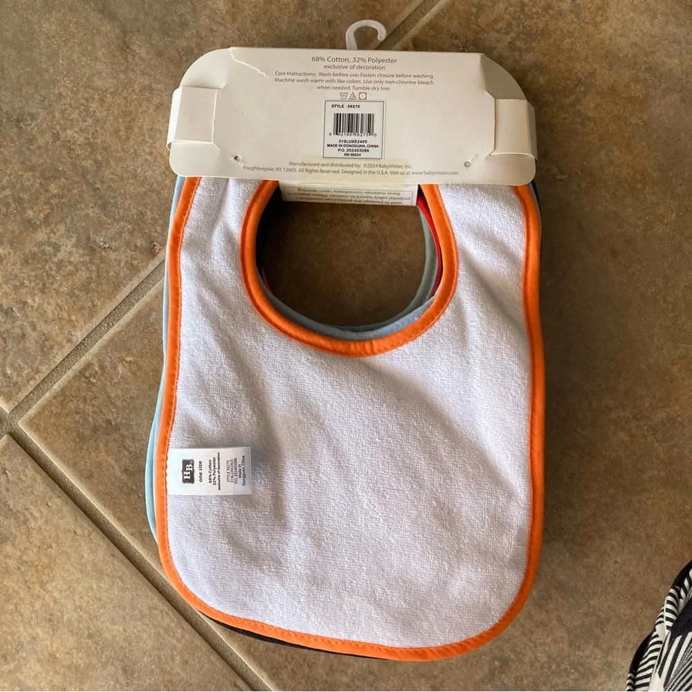 Hudson Baby Infant Boy Cotton Terry Drooler Bibs with Fiber Filling 10pk